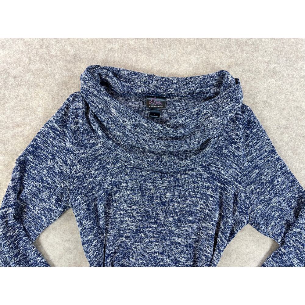 Oh Baby by Motherhood Maternity Space Dye Blue Lightweight Sweater Tie Waist L - Picture 3 of 7